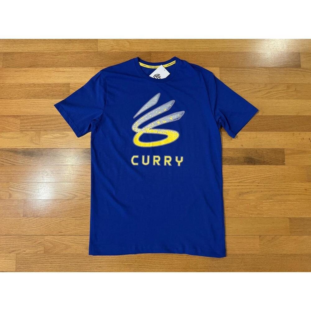 New M Under Armour Stephen Curry Logo Trend Golden State Warriors Blue Shirt Men